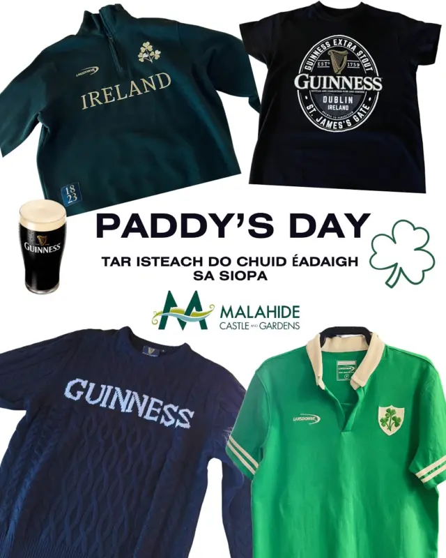 ☘️ Get Parade-Ready at Malahide Castle! ☘️🎩💚

Looking for last-minute essentials for St. Patrick’s Day? We’ve got you covered! 🎉 From Irish-themed clothing to stunning Celtic jewellery, our Gift Shop at the Visitor Centre has everything you need to celebrate in style.

✨ Authentic Irish knitwear & Guinness apparel🧢🍺
✨ Beautiful Claddagh & shamrock jewellery 💍🍀
✨ Perfect accessories to complete your Paddy’s Day look 🎩💚

Don’t miss out—visit us before the big day and shop your favourites while stocks last! 🛍️🇮🇪

📍 Plan your visit: https://malahidecastleandgardens.ie/plan-your-visit/

#StPatricksDay #PaddysDay #ShopIrish #MalahideCastle #GiftShop #IrishStyle #Fashion #OutfitInspo @homeofguinness